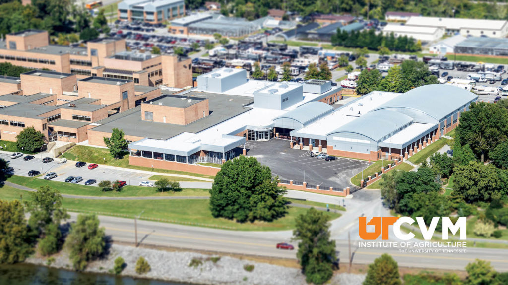 An aerial shot of the campus of the UT College of Veterinary Medicine